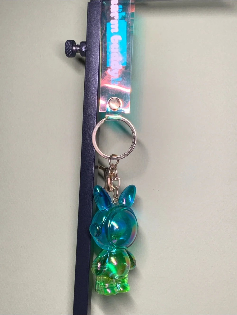 Charm Buddy Keychain - Blue & Green Astronaut Bunny